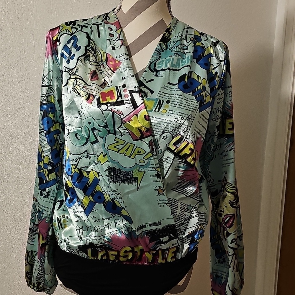 Colorful Comic Print Bodysuit